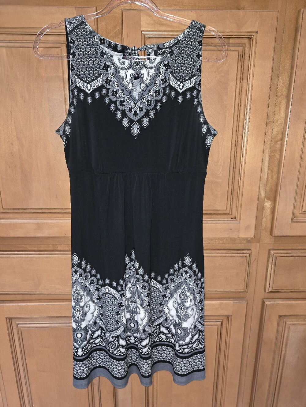 Apt. 9 Black and White Paisley-Print Sleeveless Dress Size M